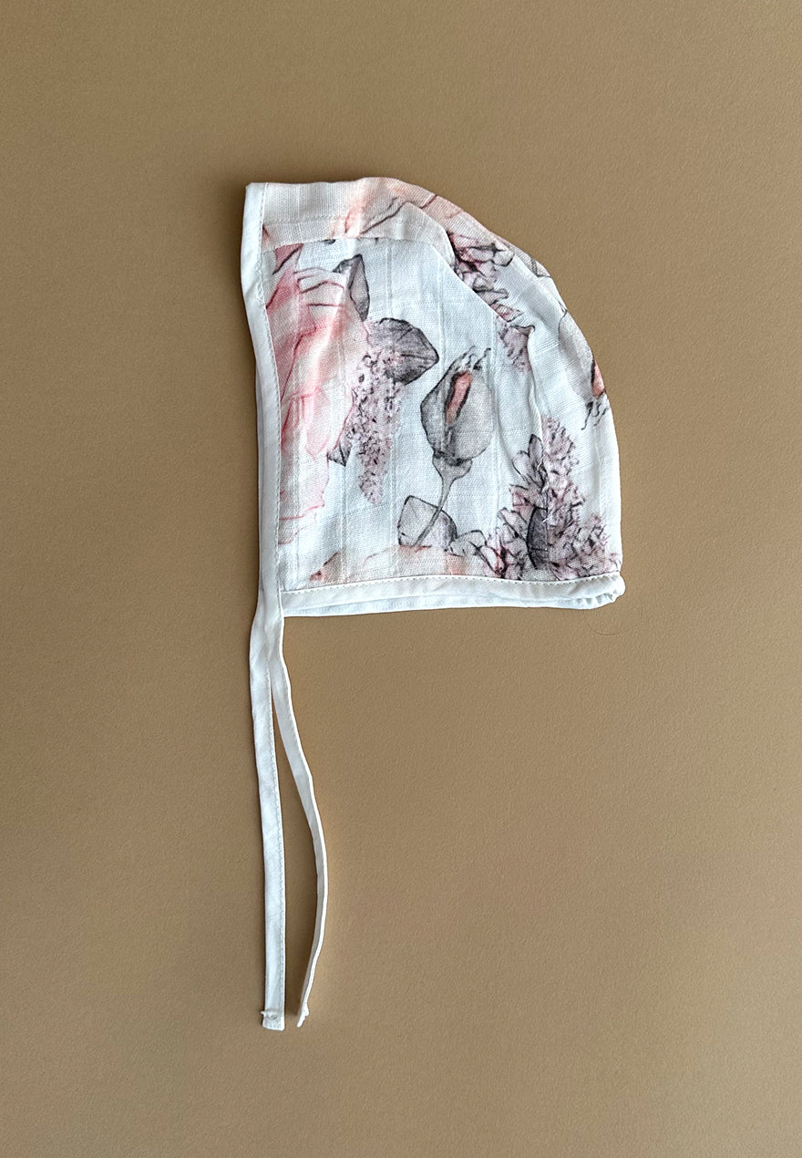 Pink Garden ~ Muslin Bonnet
