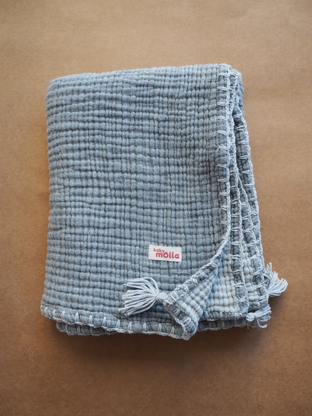 Muslin hand-knitted blanket 2in1 - Grey