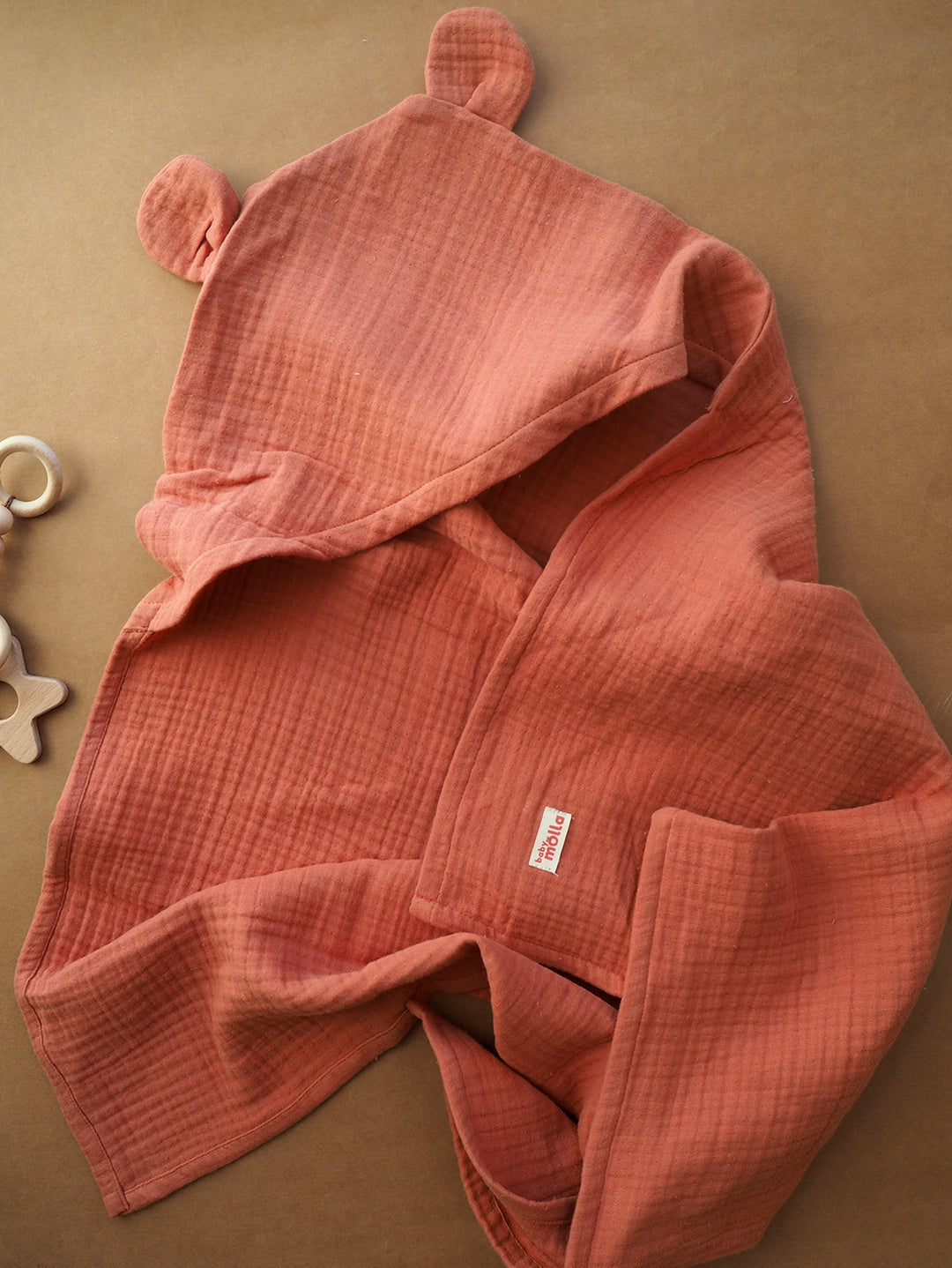 Bear Muslin Towel ~ Light red