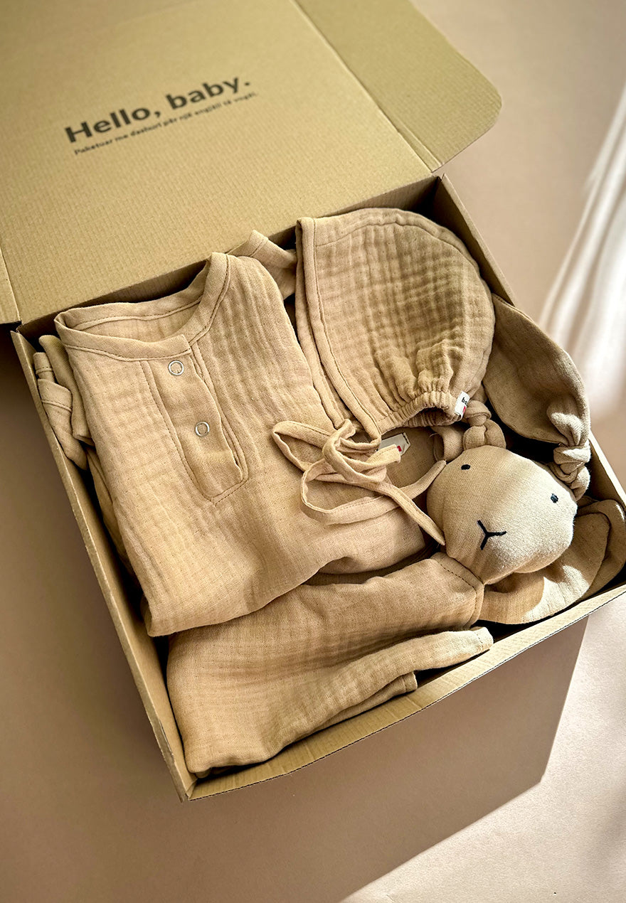 Brown Muslin Baby Box