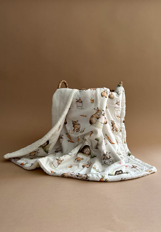 Rabbits Plush Blanket 2in1