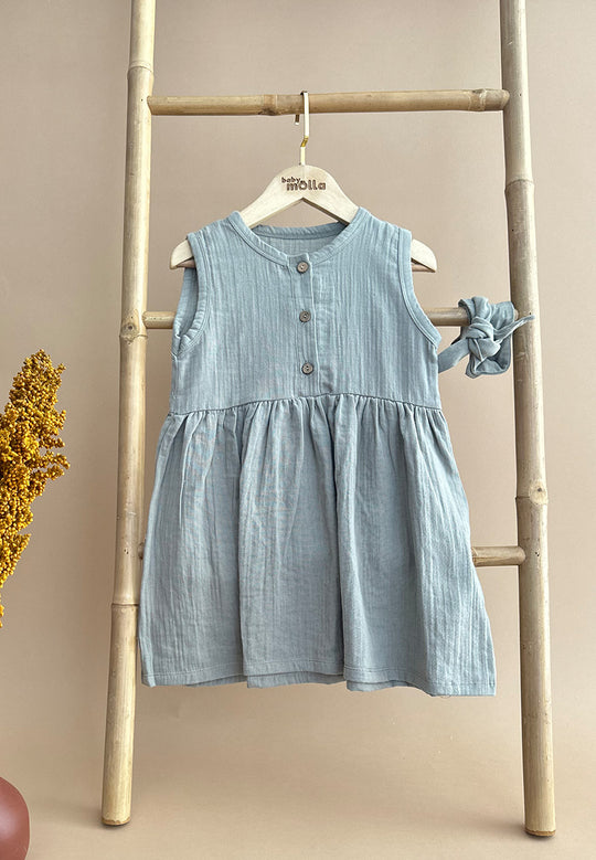 Grey Linen Dress with Headband