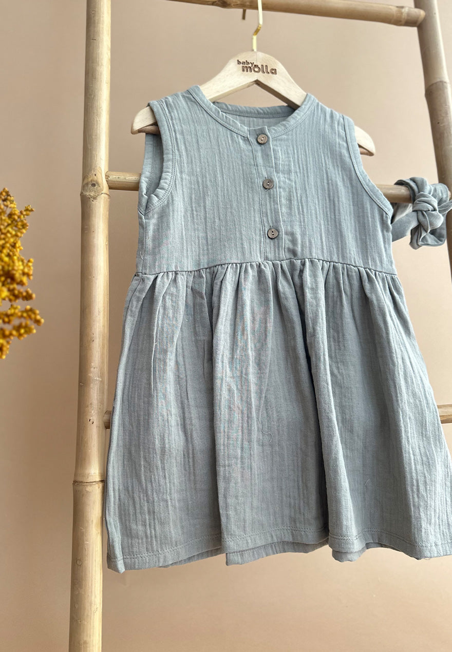 Grey Linen Dress with Headband