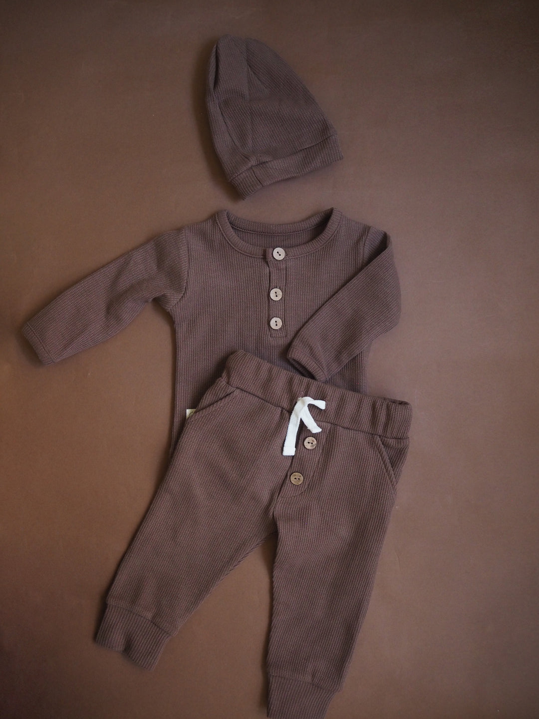 Natural Brown- 3 Pieces Top & Bottom Set and Hat