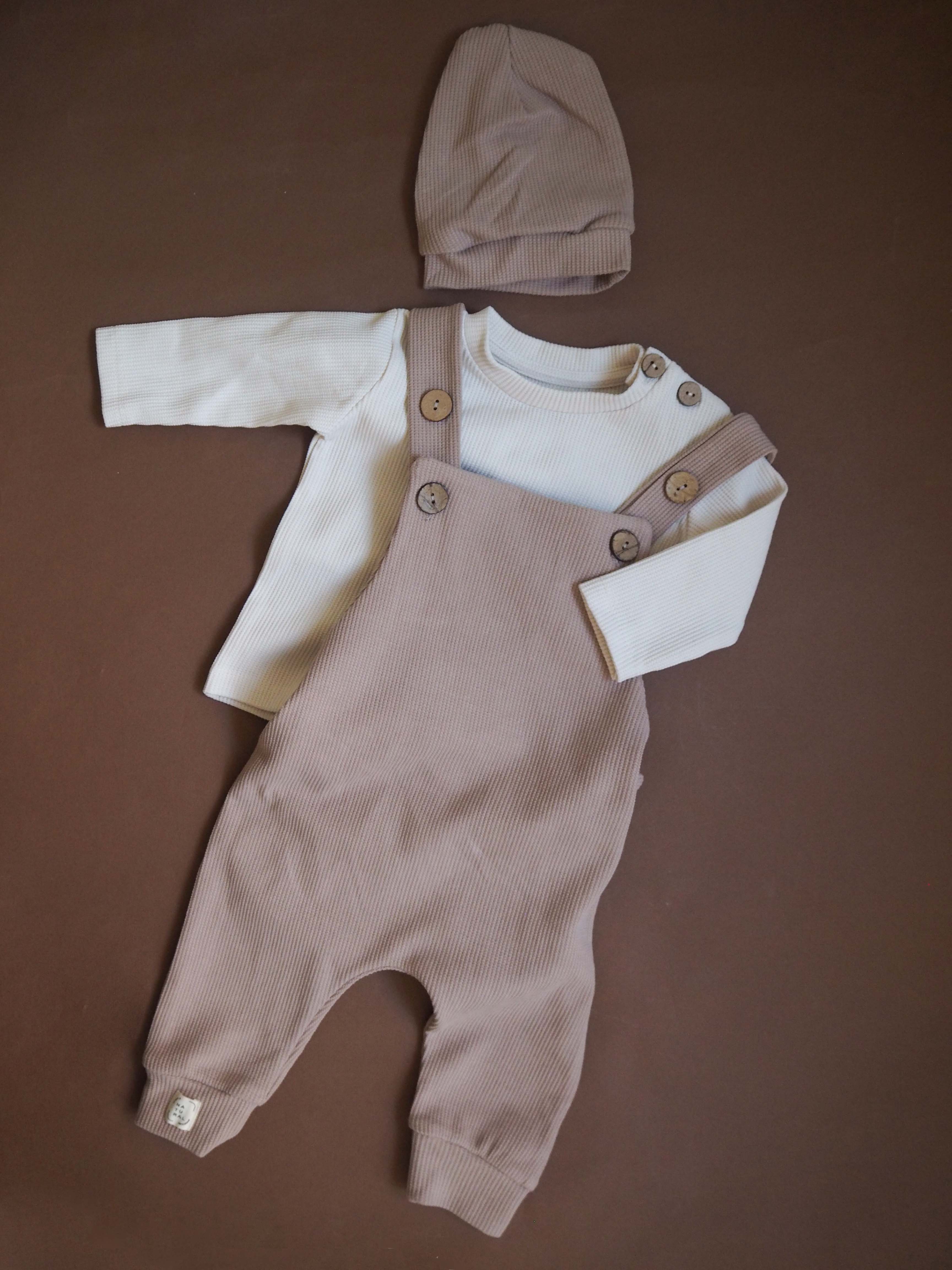 Natural Beige Salopettes, Blouse and & Hat Set