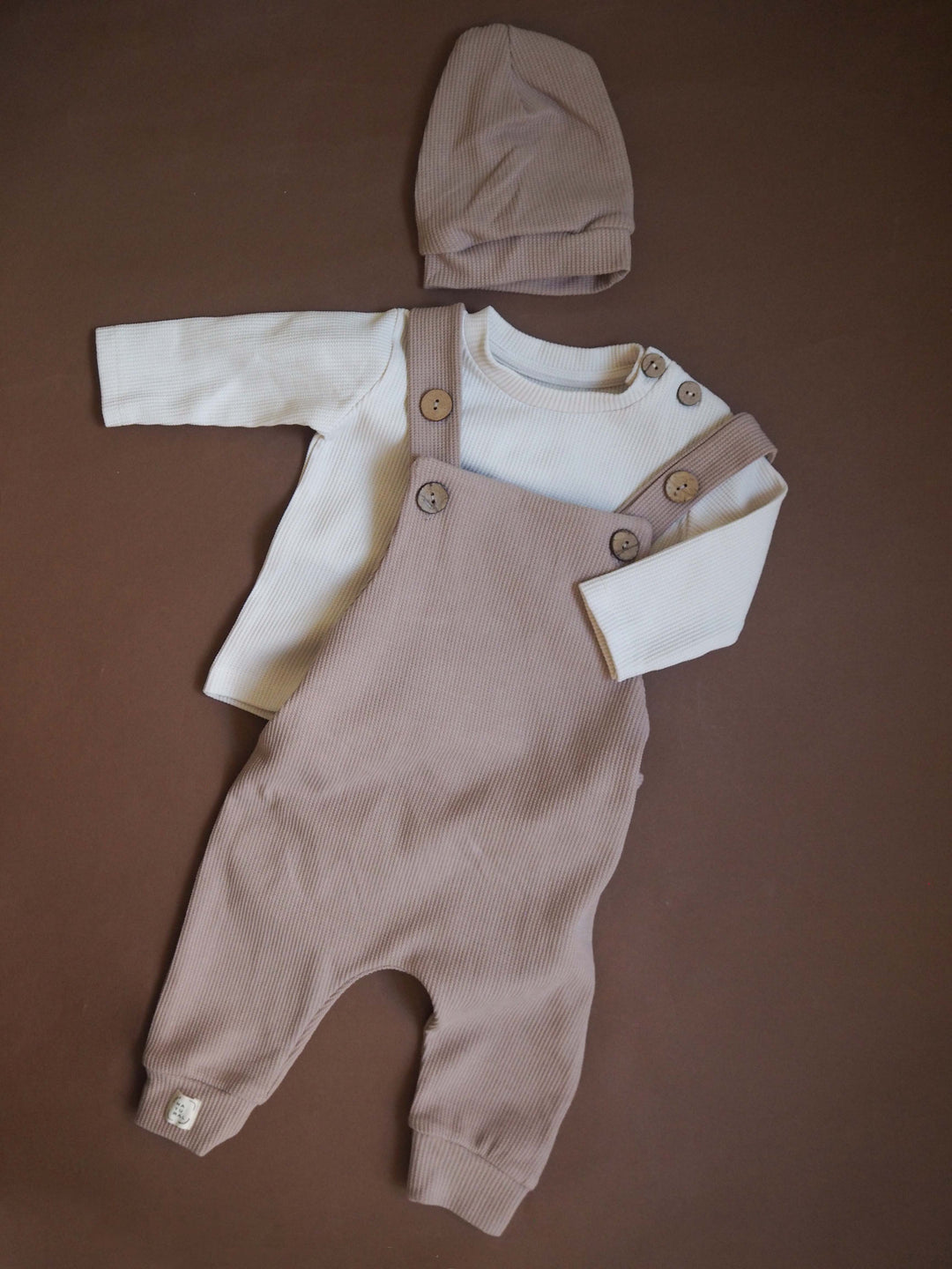 Natural Beige Salopettes, Blouse and & Hat Set