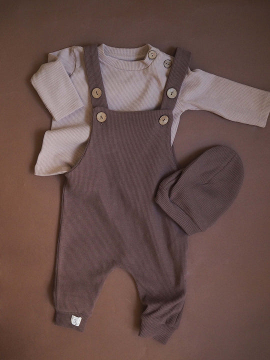 Natural Brown Salopettes, Blouse and & Hat Set