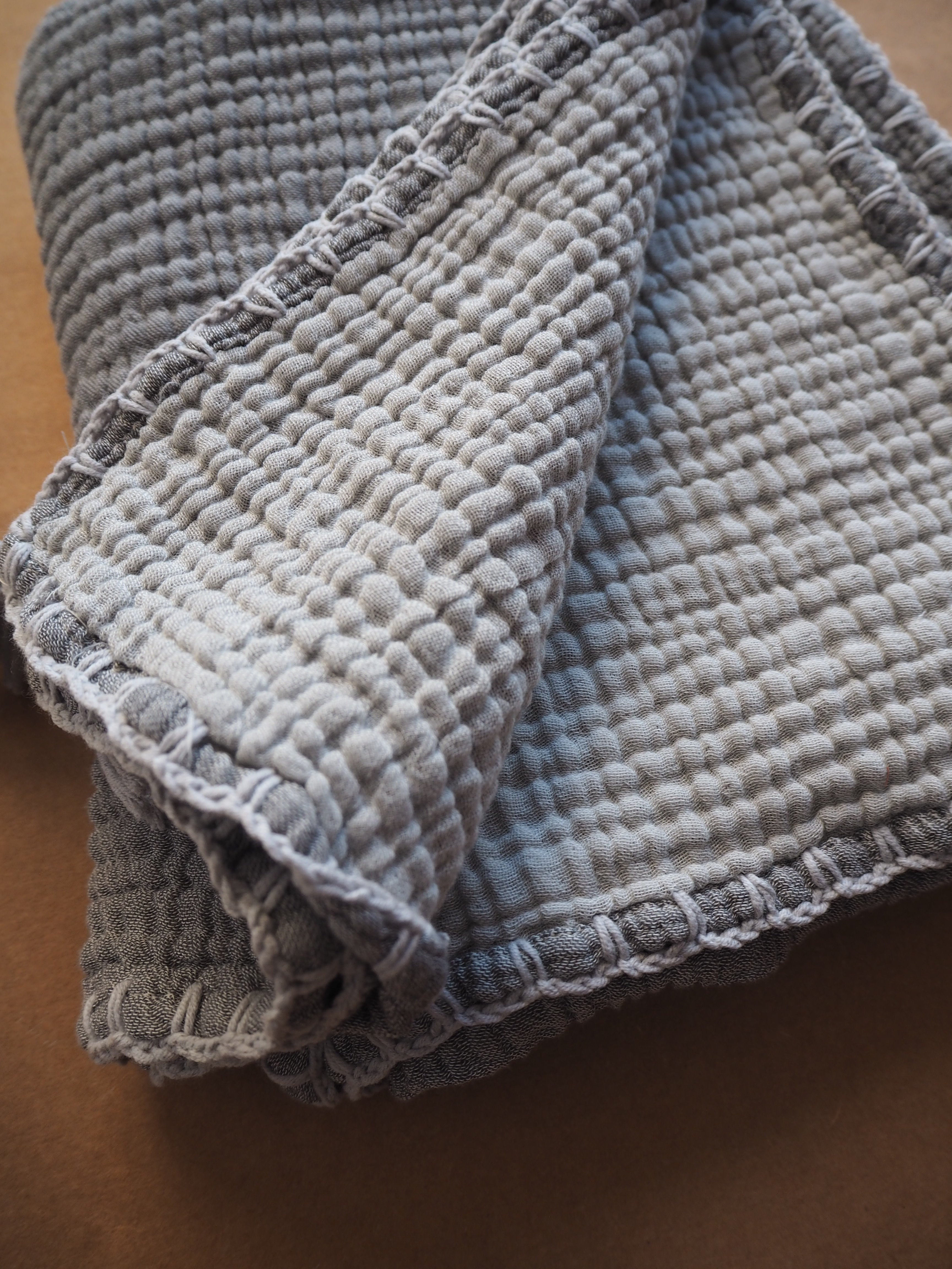 Muslin hand-knitted blanket 2in1 - Grey