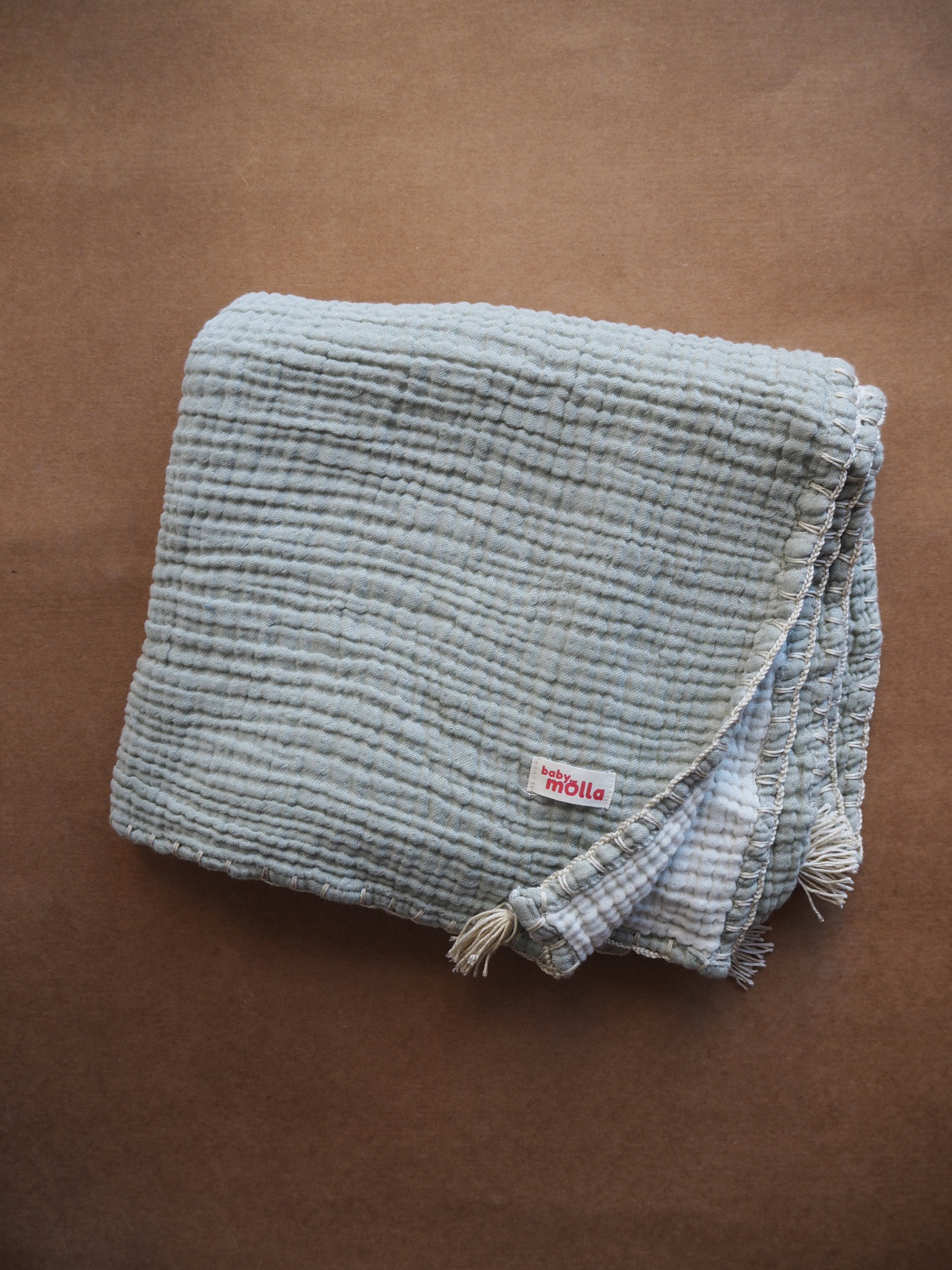 Muslin hand-knitted blanket 2in1 - Green