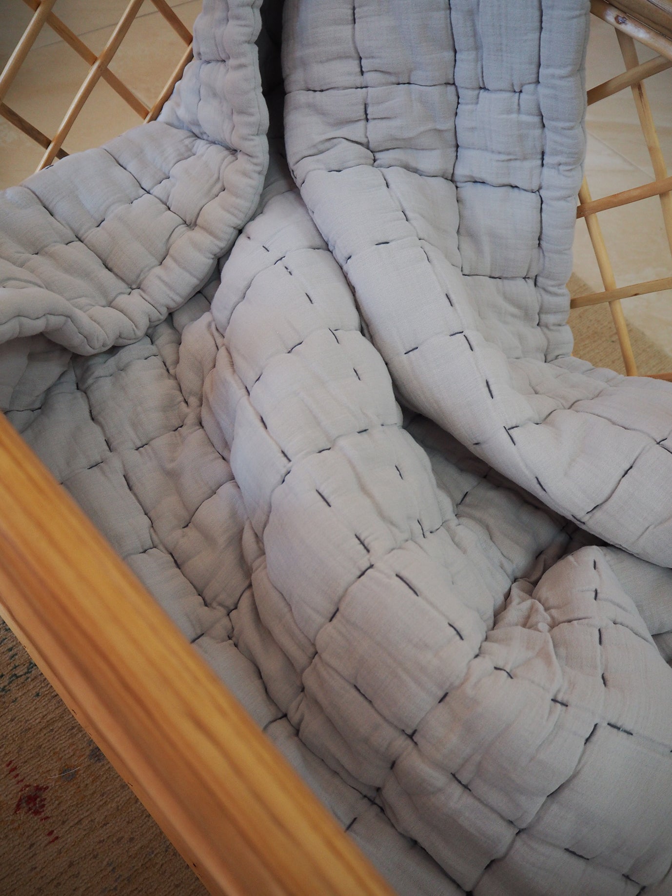 Grey Handmade Muslin Quilt