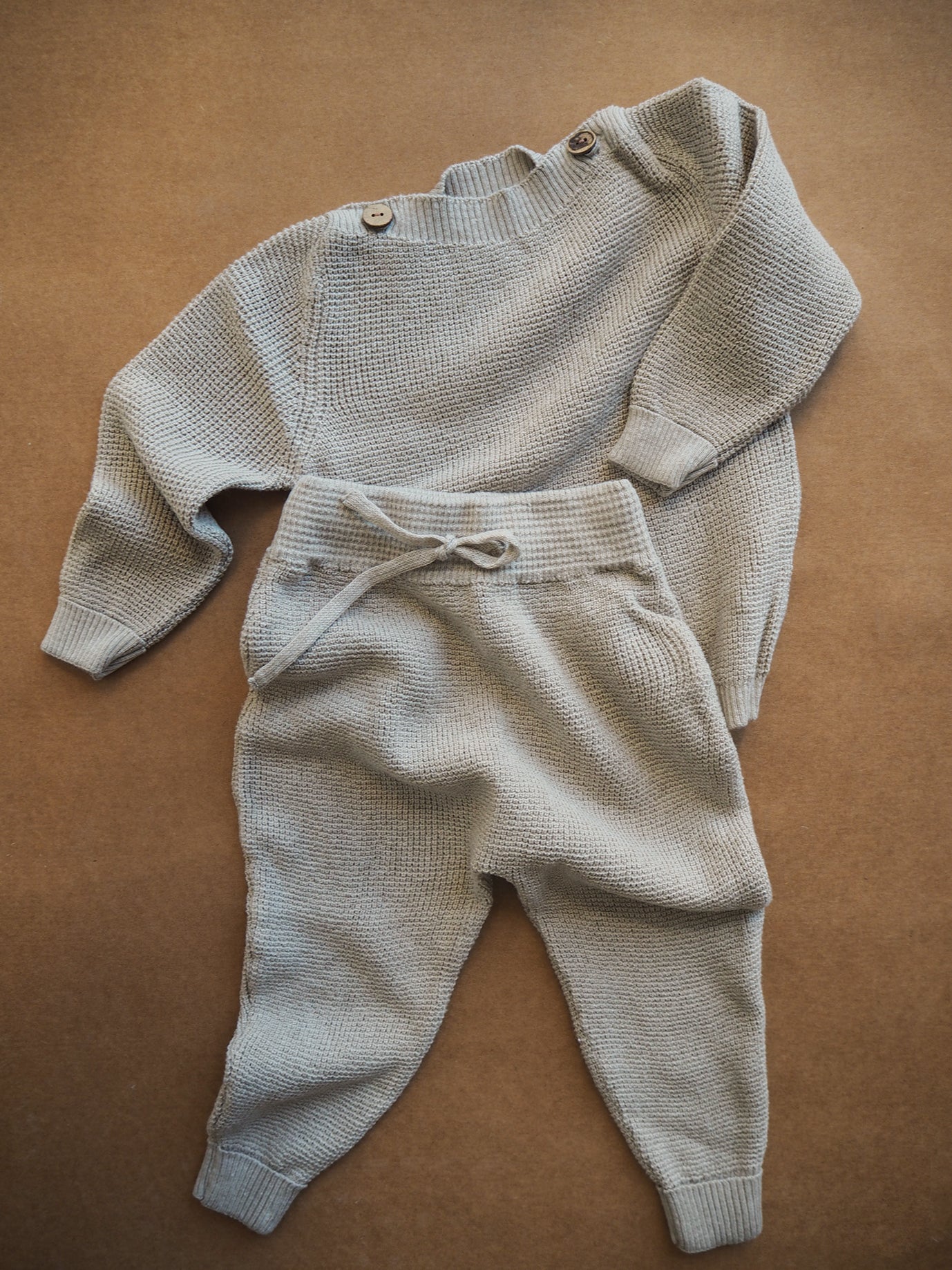 Beige Knitted Set (Pants + Joggers)