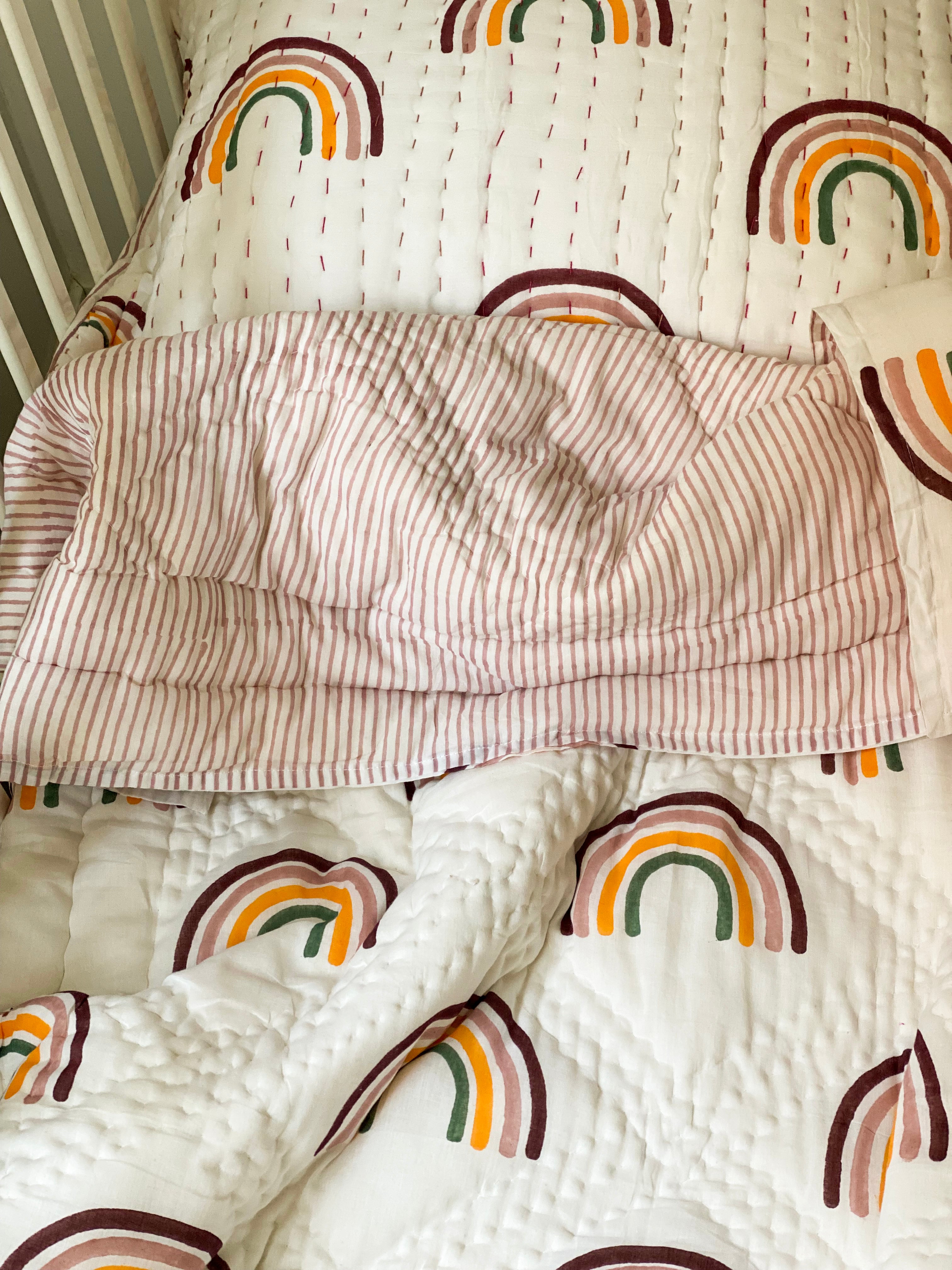 Rainbow quilt & pillow ~ Jorgan dhe këllëf
